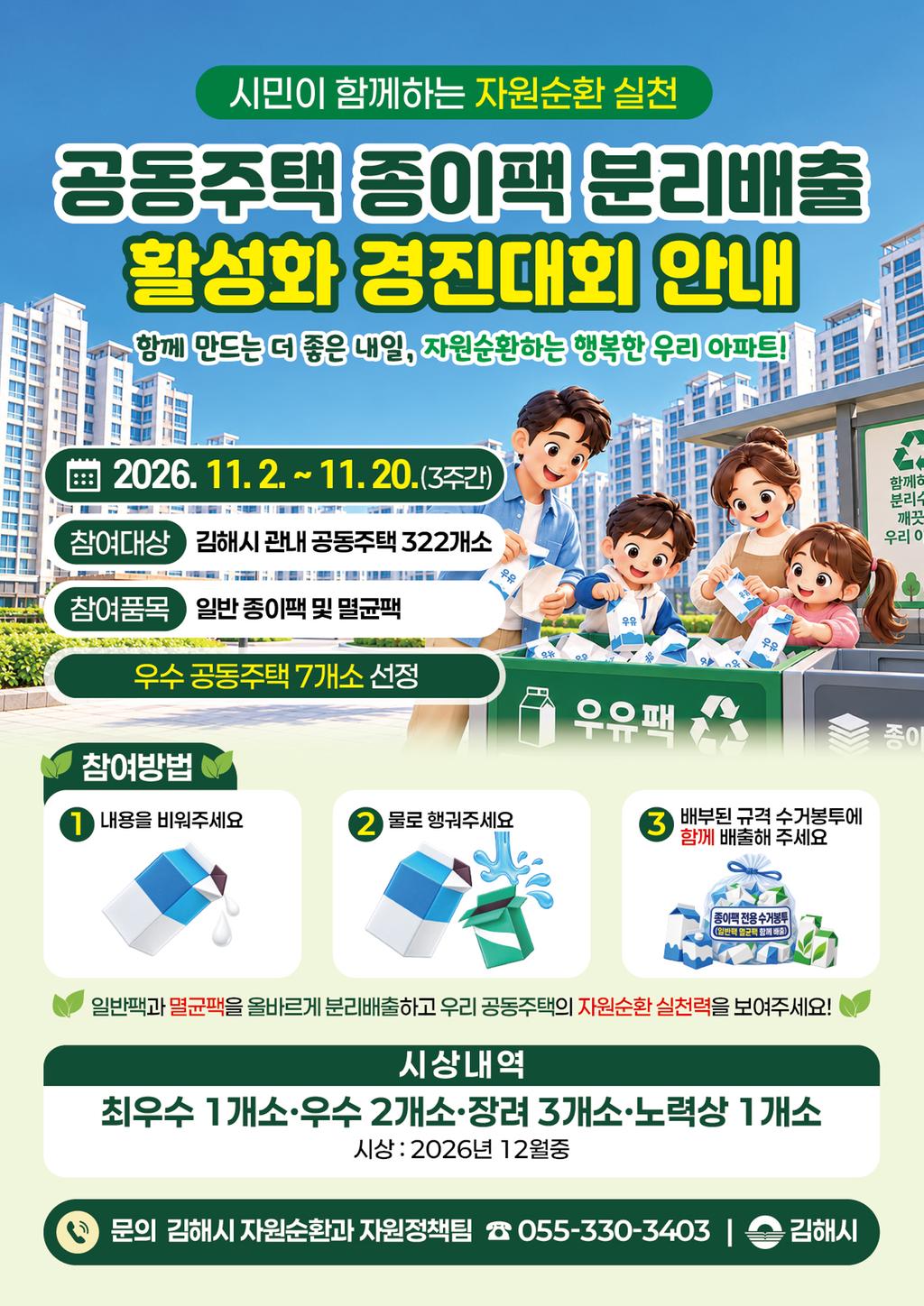 김해시, 공동주택 종이팩 분리배출 경진대회 개최내달 공식 보도사진