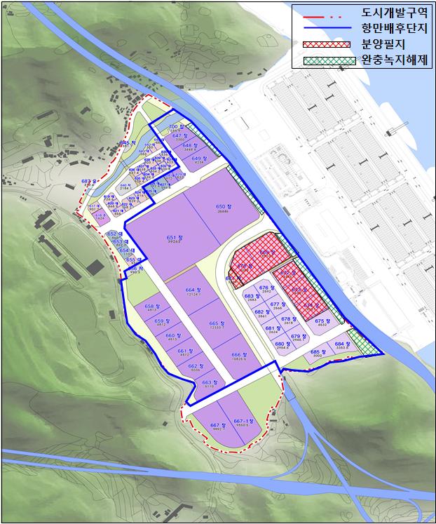 창원시, 가포지구 1종항만배후단지 6필지 새 주인 찾는다(해양사업과) 가포지구 현황도