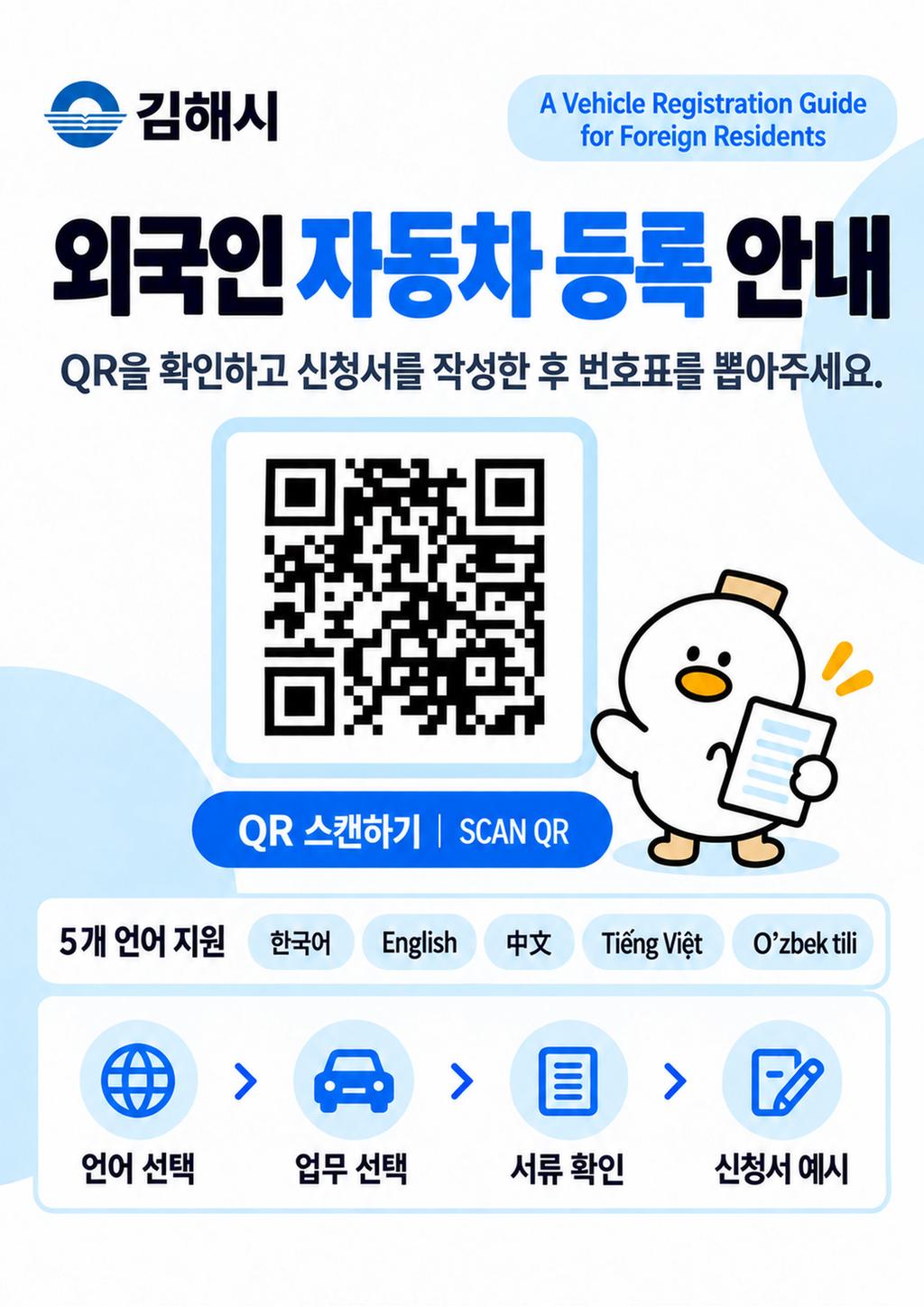 김해시, 비예산 AI 바이브 코딩으로 외국인 자동차 등록 QR 안내서비스 구축 공식 보도사진